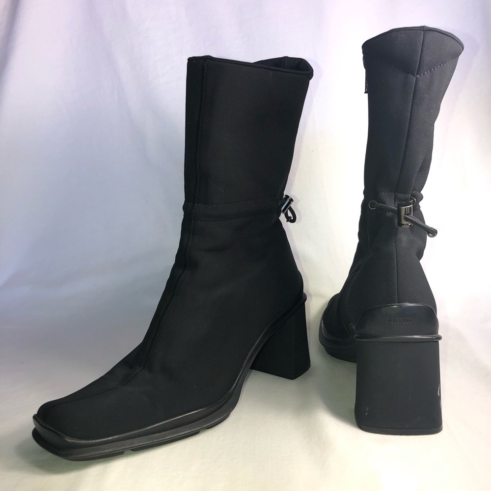 Prada heeled boot mid-calf, black